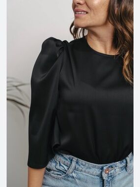 NWT Ces Femme - Black Princess Sleeve Blouse